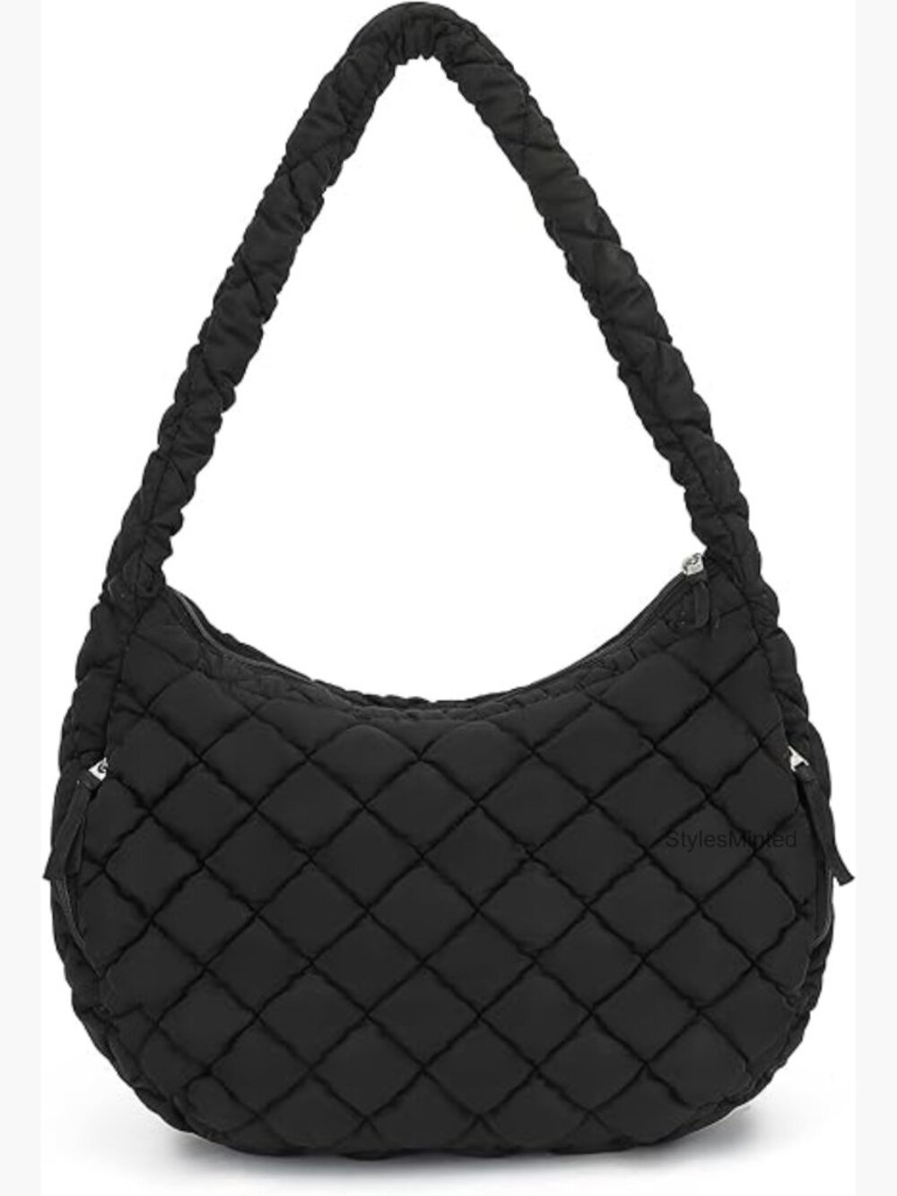 Large Quilted Puffer Tote Bag with Zipper, Lightweight Nylon Carryall for Work